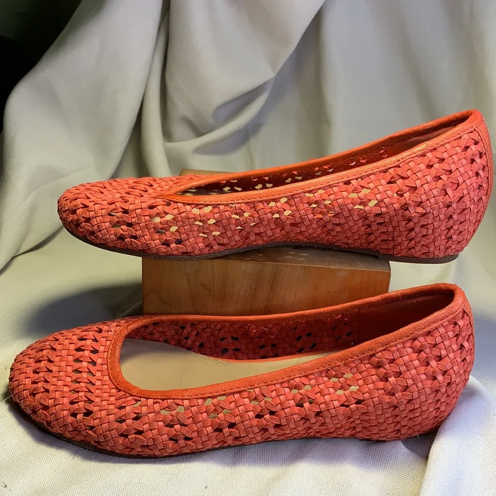 Eileen Fisher leather intarsio woven leather flats